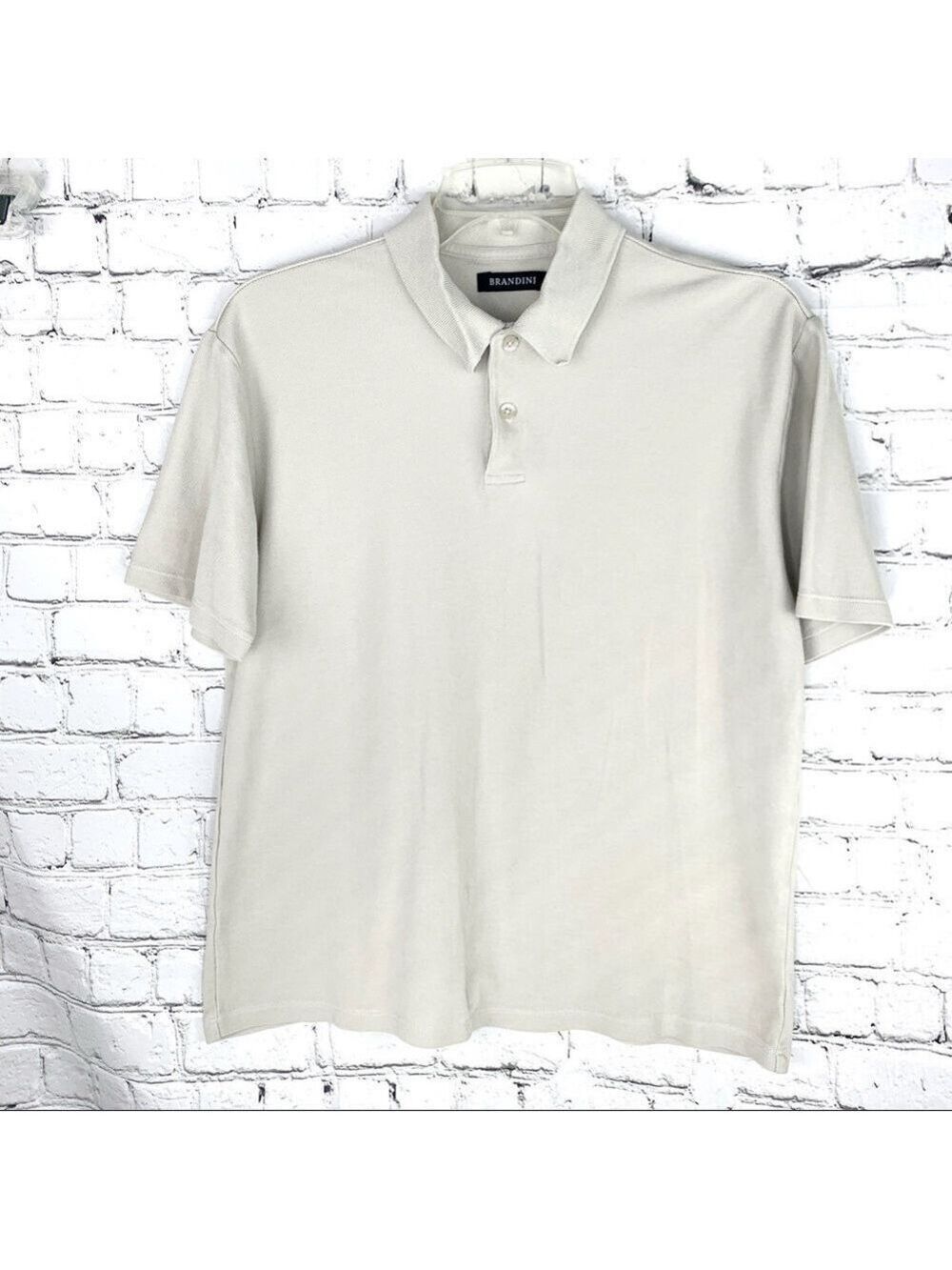 EUC-Brandini Beige/Cream Silk/Cotton Blend, Super Soft, ShortSleeve Polo Shirt S